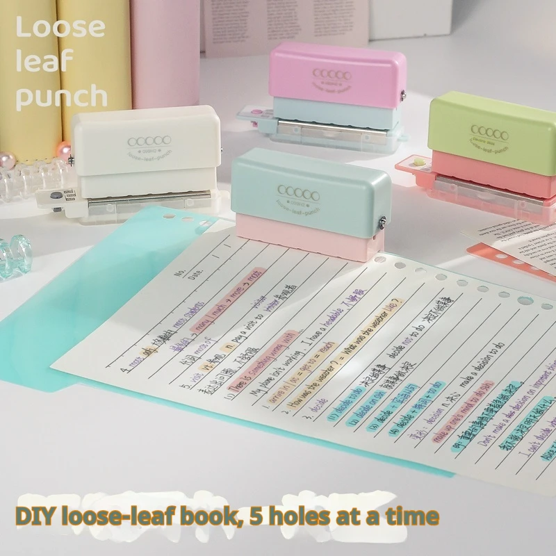 5-Hole Paper Punch Handheld Mini Puncher Portable Support Multiple 20/26/30 Hole Punching 5.5mm Aperture For A4 A5 B5 Notebook
