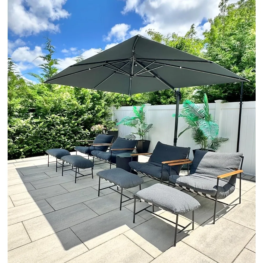 

9' X 11.5' Patio Umbrella Outdoor Cantilever Rectangle Umbrella Aluminum Offset Umbrella with 360-degree Rotation, Customized