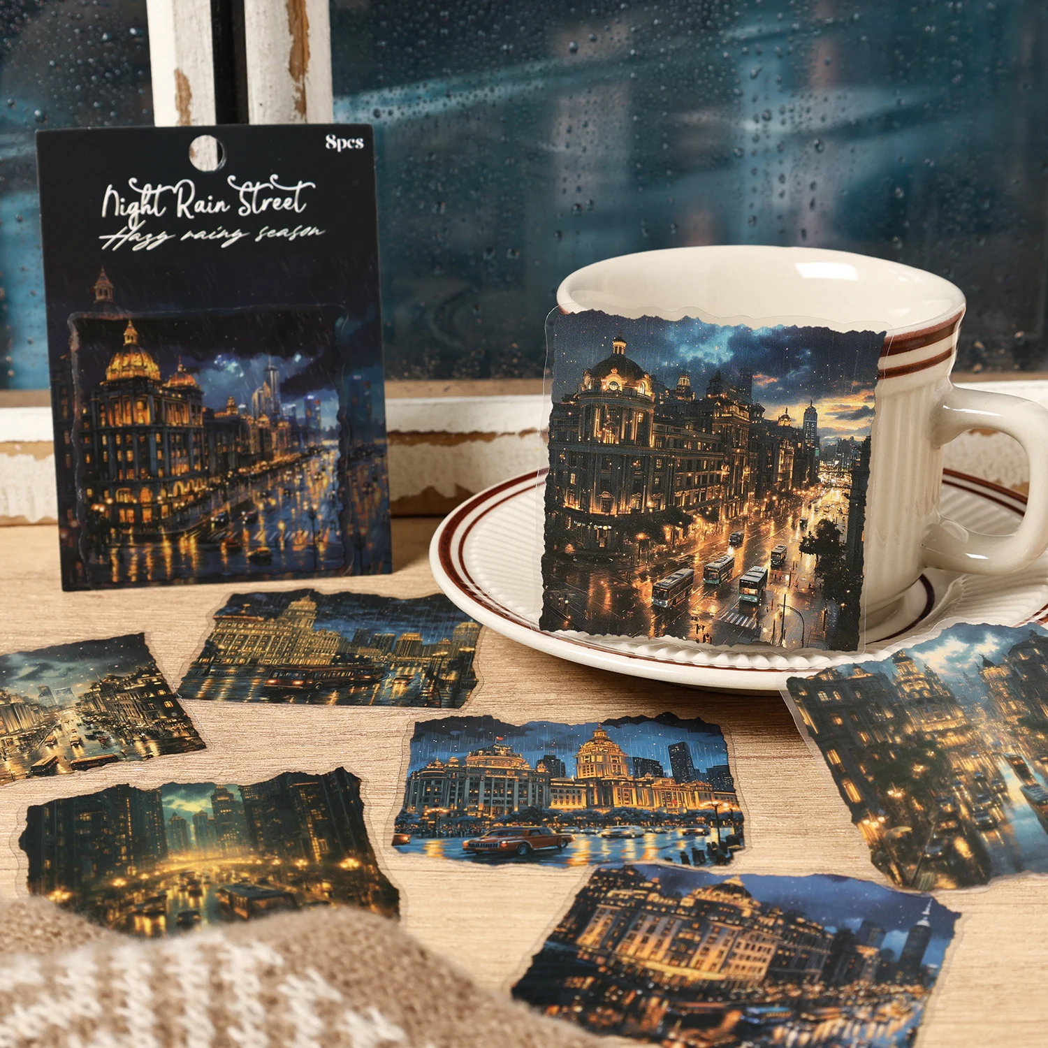 حزمة ملصقات المناظر الطبيعية 8 قطعة سكرابوكينغ الهاتف الغيتار الأمتعة الكتابة على الجدران مجلة ملصقات القرطاسية جماليات الإبداعية #4