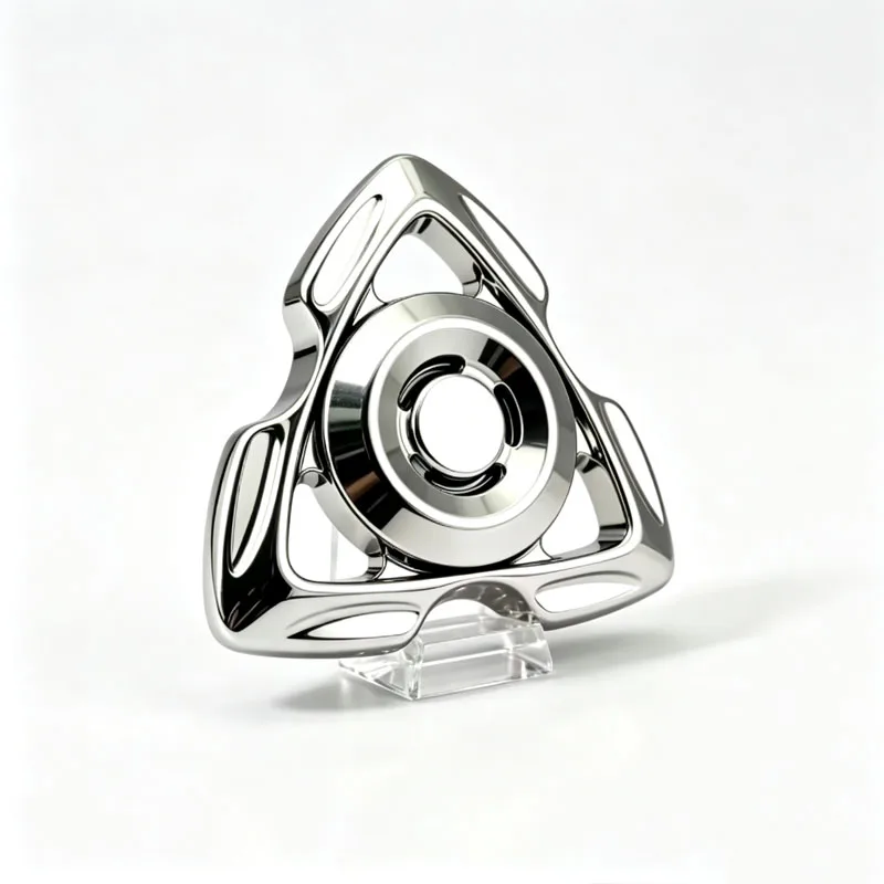 NEW Silver Metal Tri Fidget Spinner Spin Long Time Fingertip Gyroscope Stress Relief Focus ADHD Anxiety Cool EDC Gadget Adults