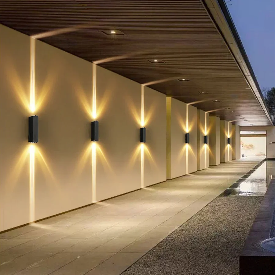 IP65 Waterproof Aluminum Wall Lights Outdoor LED Porch Lamp Corridor Garden Shopping Mall up down Lighting Lens Beam Wall Lamps