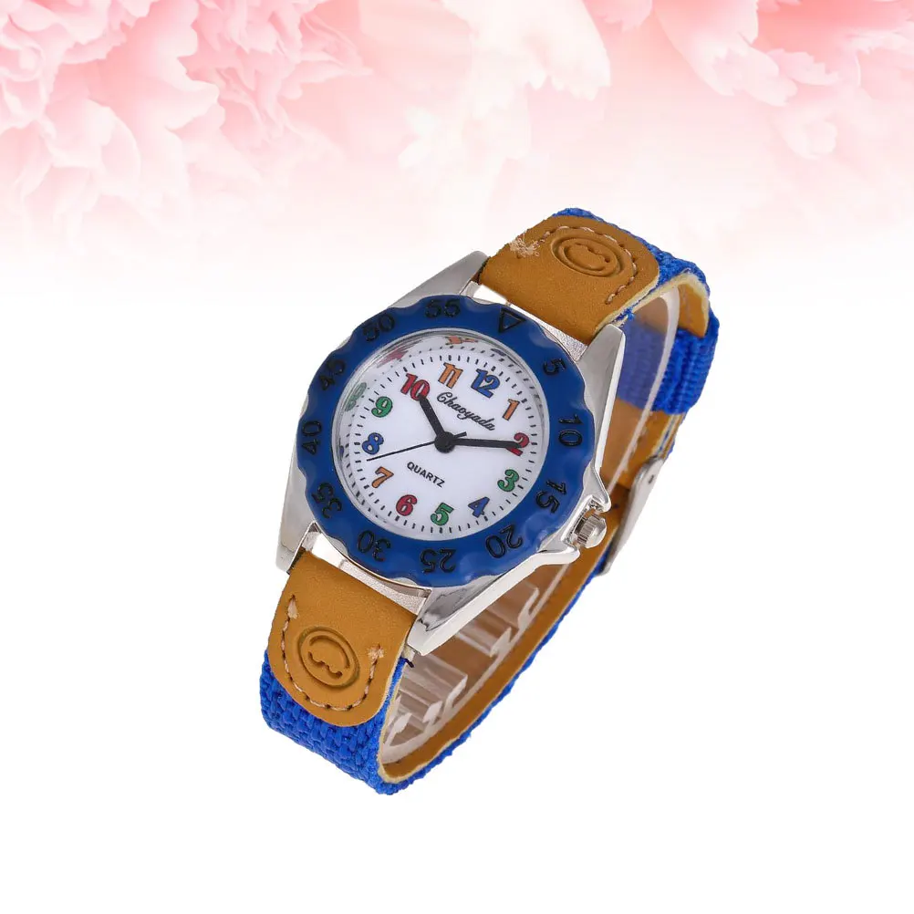 

1 Piece Cartoon Students Watch Blue Nylon Strap Creative Kids Quartz Wristwatch for Children Birthday Gift Girls Boys