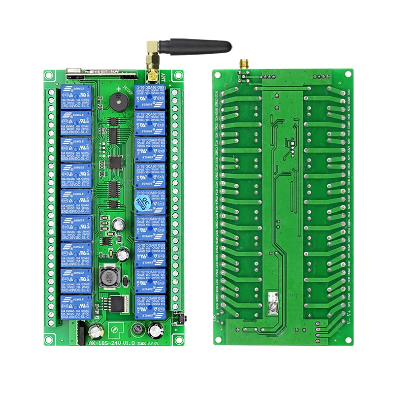 1000m DC12V 24V 18CH 433MHz przekaźnik pilot bezprzewodowy RF przełącznik nadajnika odbiornika anteny ssącej do światła LED lub silnika