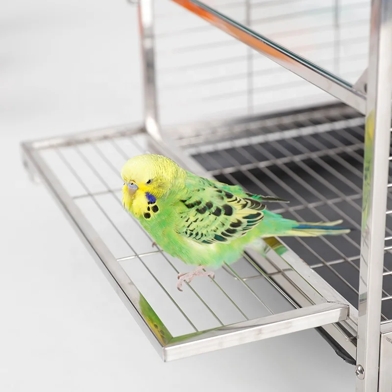 Stainless Steel Square Pet Bird Breeding Cage Solid Pattern Birdhouse for Racing Pigeon Parrot Breathable Durable Glass