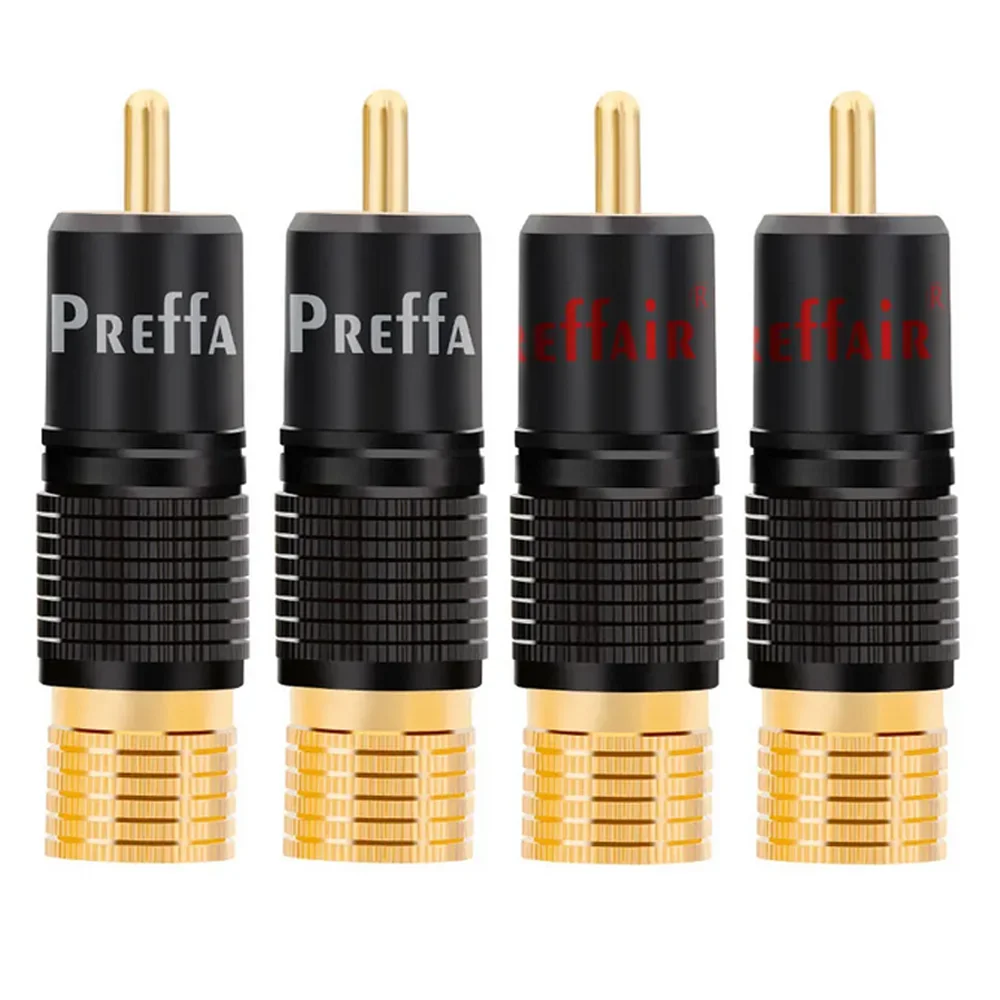 

Preffair R1747 24K Gold Plated Screw Locking RCA Plug Audio Cable Speaker Connector Lockable Adjustable