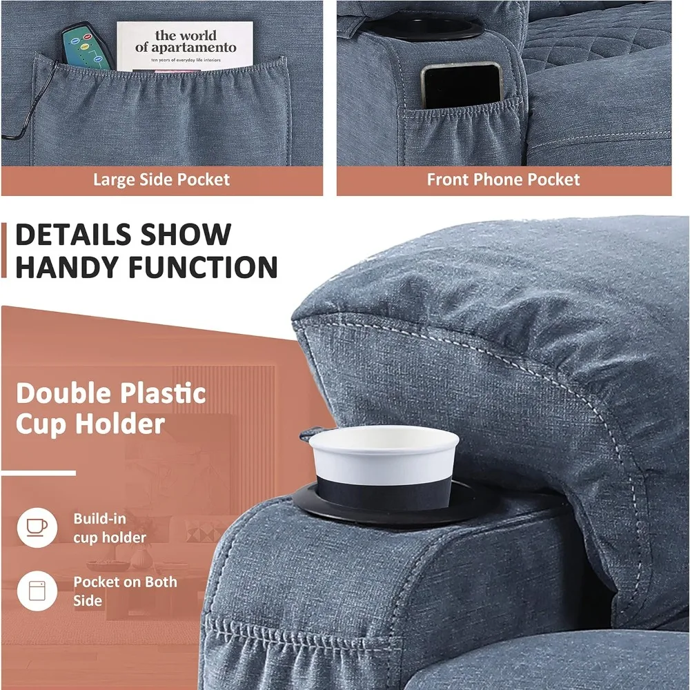 كراسي كرسي تدليك من القماش مع كرسي استلقاء يدوي للتدليك الحراري كراسي تسخين فوق محشوة مع حاملات أكواب