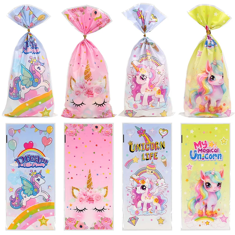 50/100Pcs Einhorn Geschenk Taschen Süßigkeiten Cookie Verpackung Tasche Kinder Mädchen Einhorn Thema Geburtstag Party Dekoration Lieferungen Baby dusche