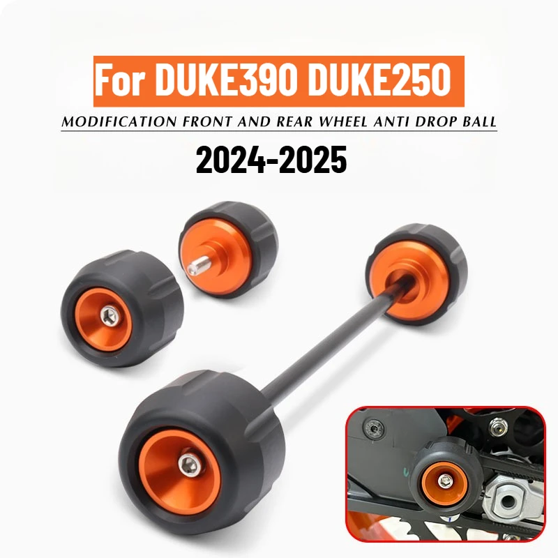 

For DUKE390 DUKE250 2024-2025 Duke 390 250 Motorcycle Sliders Wheel Protector Front & Rear Axle Fork Crash Accessories DUKE 390