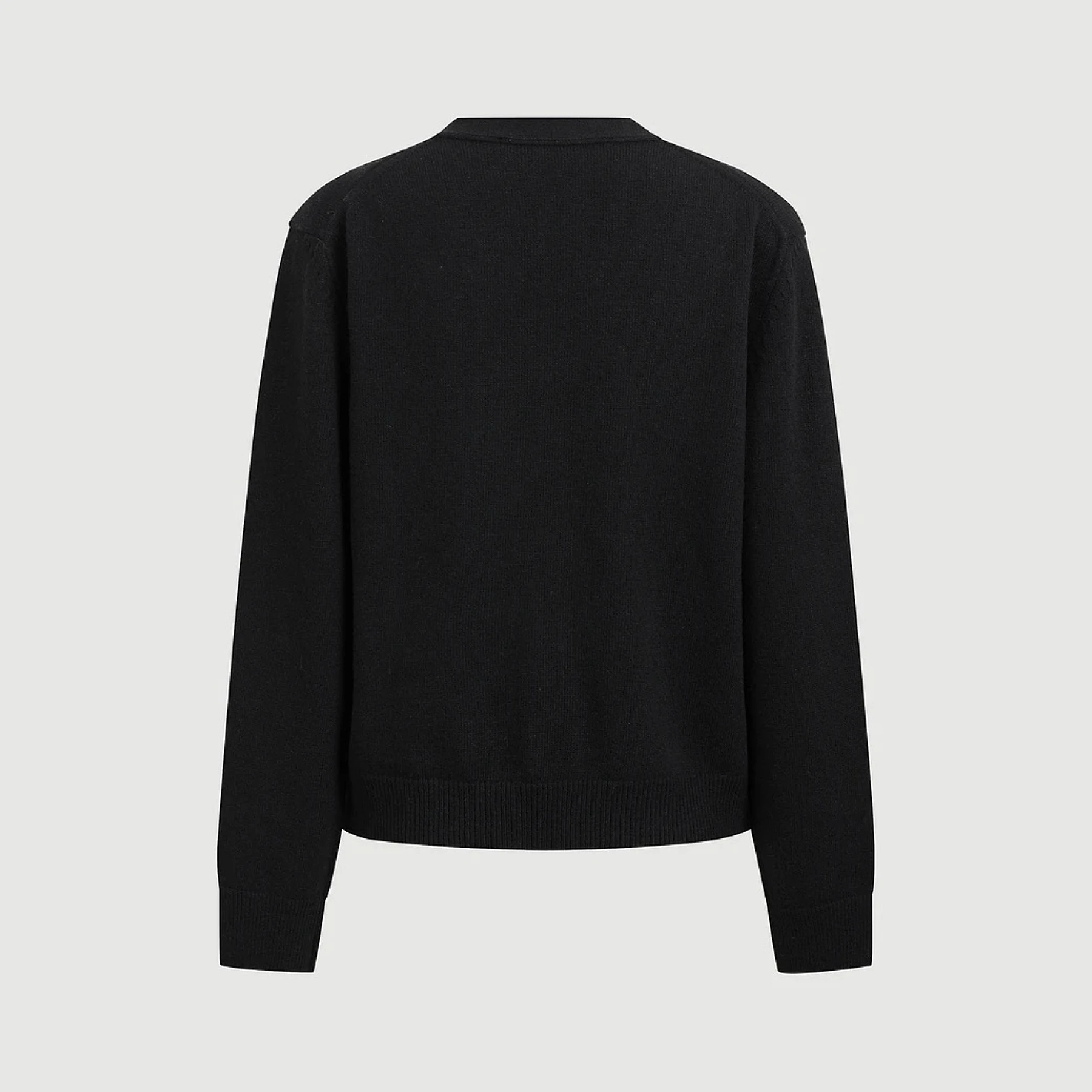 Lemon Cheese LUC26 Autumn Fashion V-neck Color Block Soft Versatile Knitted Top Wooden  Ear Design Cotton Blend Long Sleeve