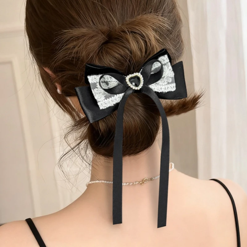 

Handmade Bow Ties Hair Clip Ribbon Lace Rhinestone Princess Girl Women's Sweet Elegant Vintage Lolita Accessories Collar Flowers