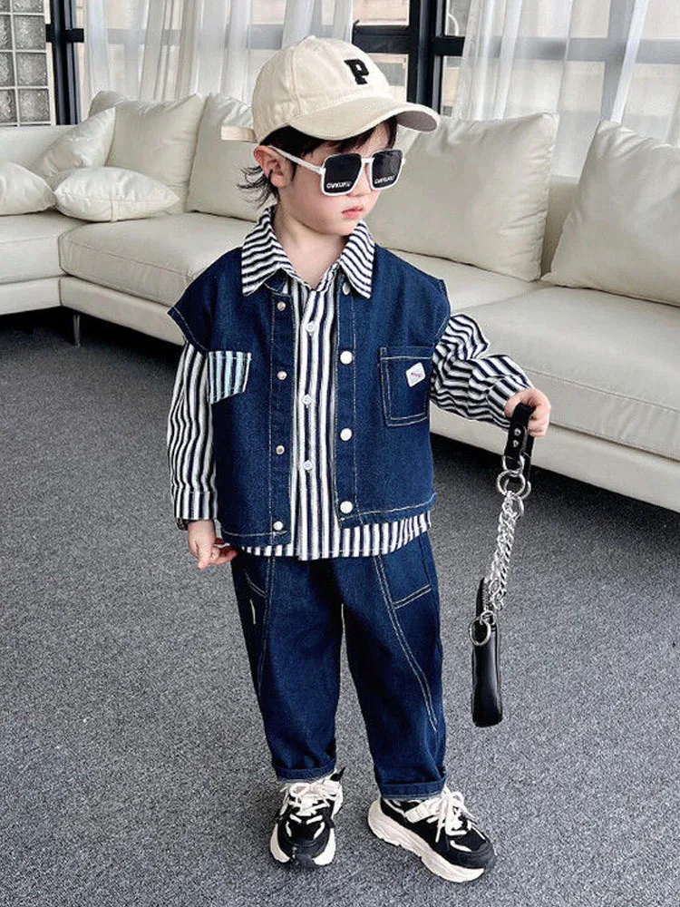 

Set Spring And Autumn Solid Color Boys Sets For Children Children's Clothing Baby Boy Clothes Three Piece Set Kids