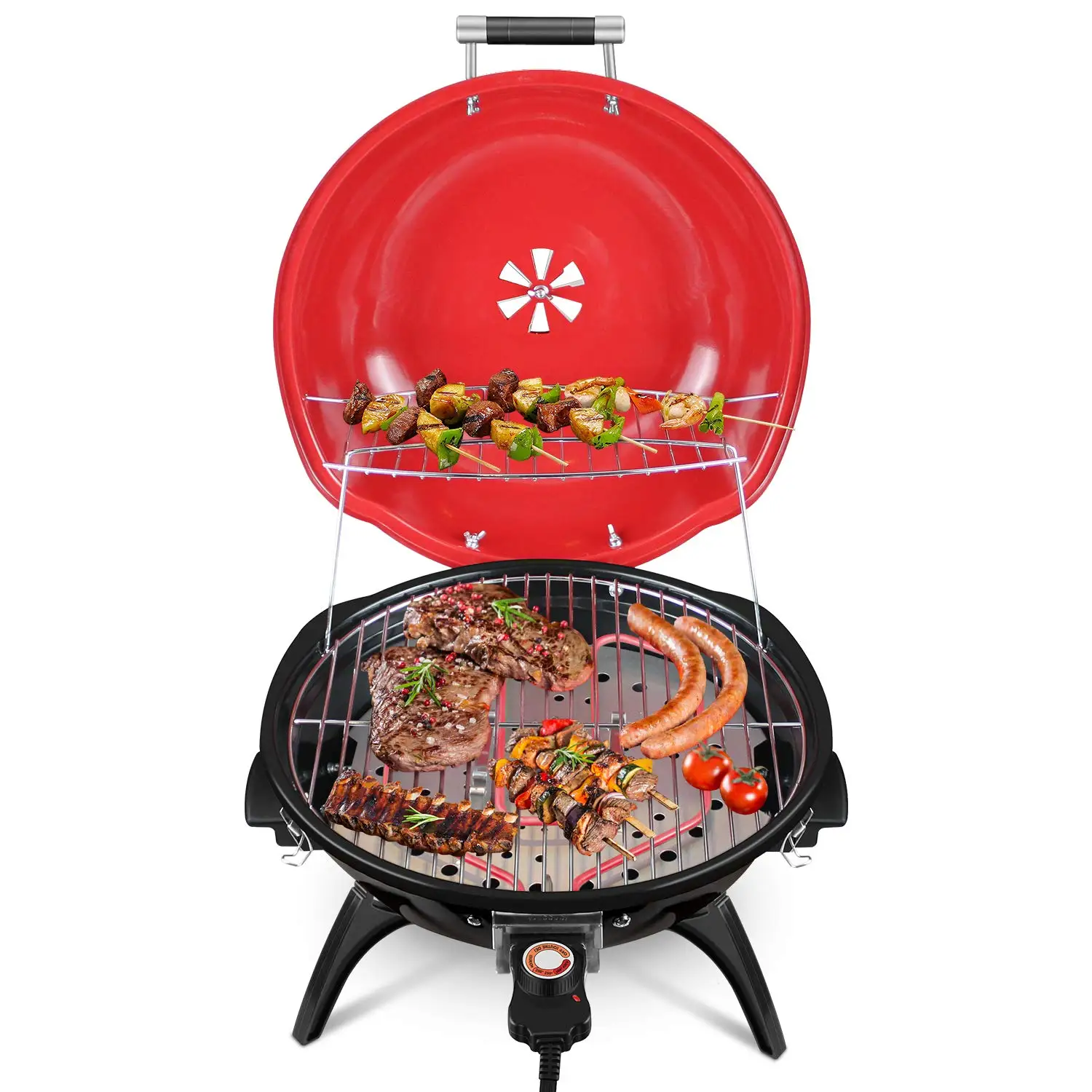 

Electric BBQ Grill 1600W Indoor Outdoor Picnic Party Home Garden Camping Roasting Barbecue Stand Black Red[US-Stock]