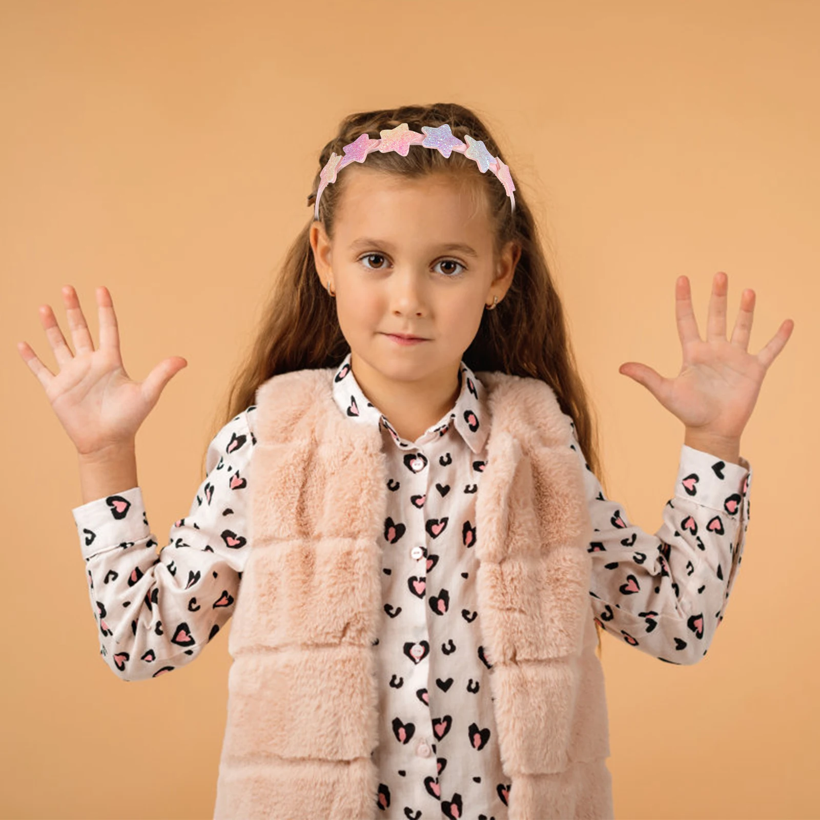 

8Pcs Kids Heart Glitter Headbands Girls Hairband Party Gift Hair Accessories Headbands for Girls Heart Headband