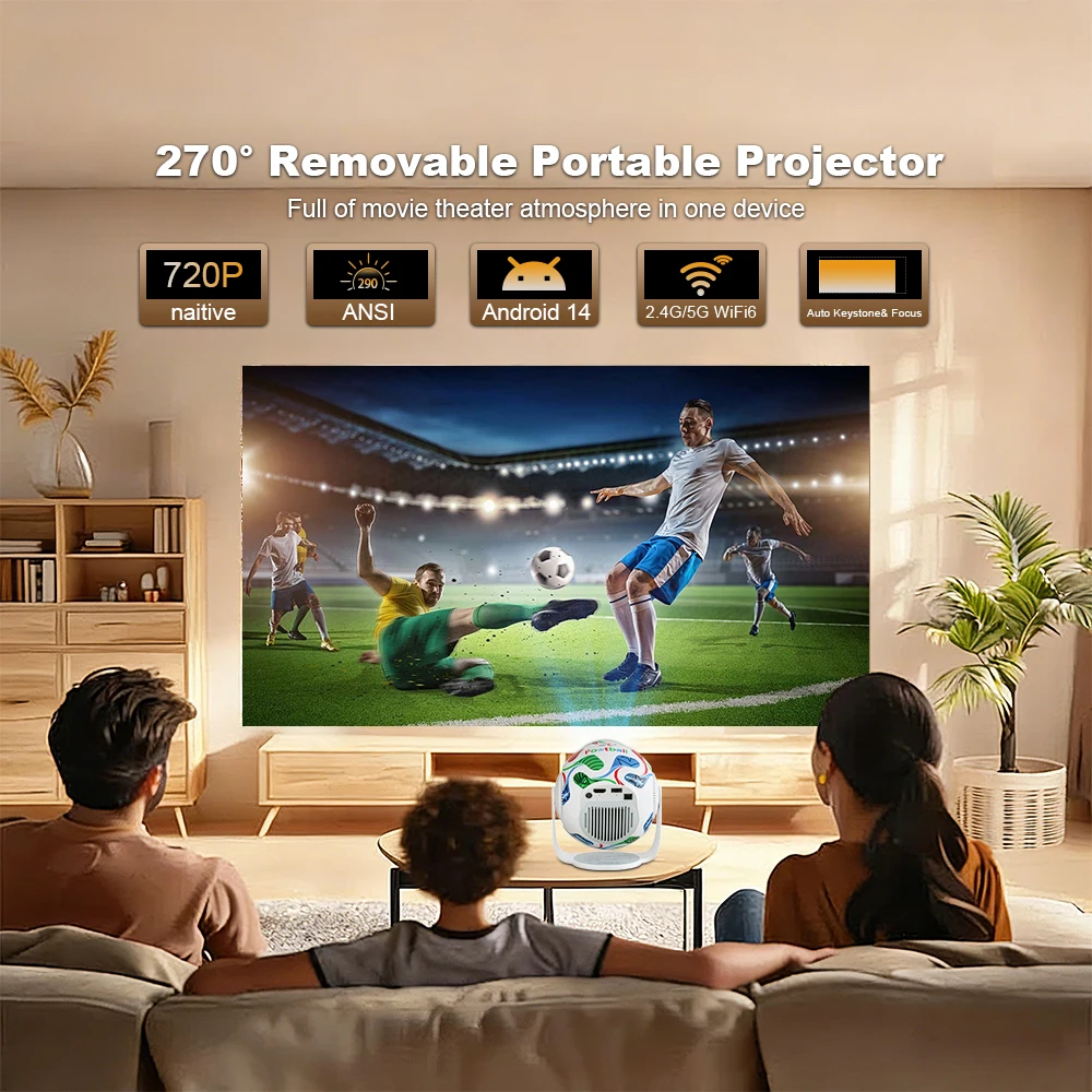 Velec TP360F Android14 Smart Projector 450 ANSI 720P 8K Video Decode Auto Focus Portable Outdoor Movie Projector Home Theater