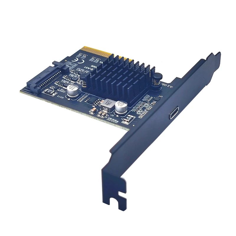 USB 3.2 SEN2 * 2 20Gbps PCIE Carte PCI Express 3.0 age à TYPE C 6 000 Adaptateur PCI-E USB C Riser SATA Alimentation 1 Port TYPE-C pour PC