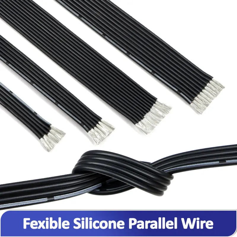 3-10m Black Flexible Silicone Parallel Wire 30/28/26/24/22/20AWG 2/3/4/5/6/8/10Pins Soft High Temperature Resistant Copper Cable