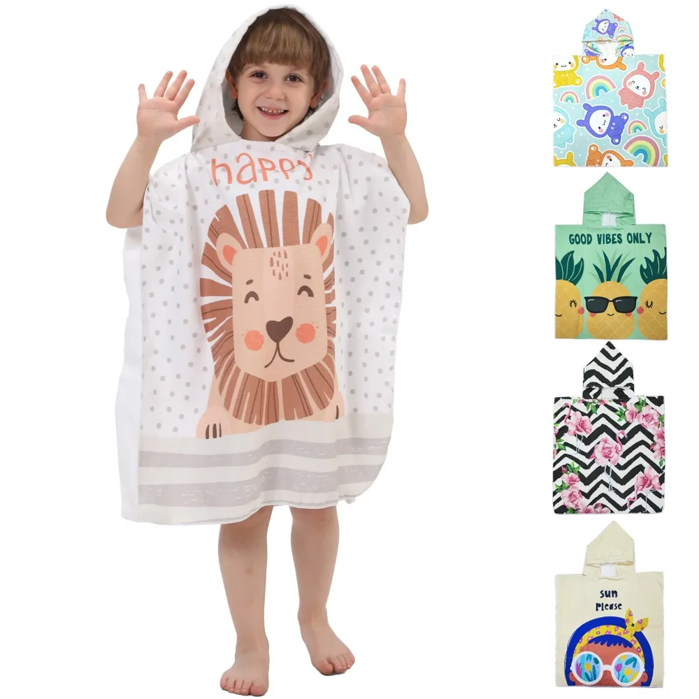 Microfiber Children's Bath Towel Printed Large Bathrobe Baby Beach Swimming Portable Absorbent Beach Towel