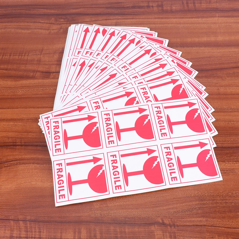 

2pcs 2 Packages Fragile Warning Stickers Adhesive Backside Clear Handle With Care Sign Self-Stick Labels Safe Transportation Red