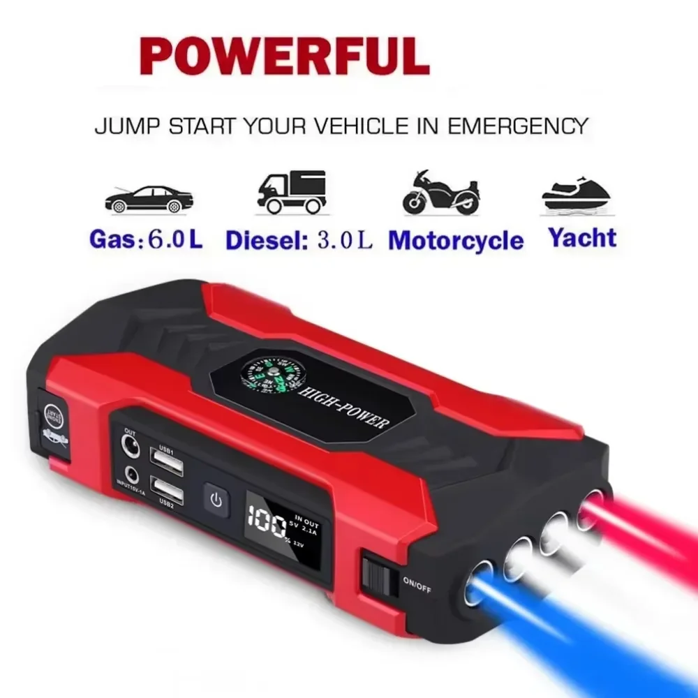 For 12V 20Ah Diesel Car Emerg Booster 600A Battery Jump Starter Power Bank Portable Auto Charger Start Device