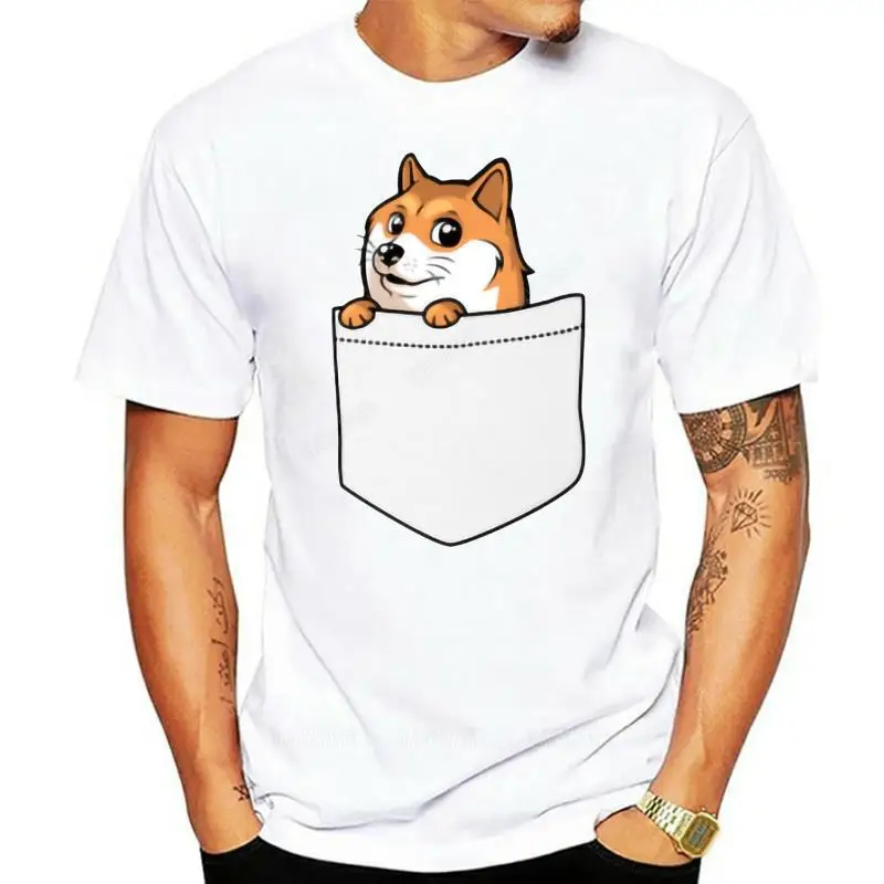 Doge T Shirt Doge Pocket Pocket Doge T-Shirt Men 100 Percent Tee Shirt Print Beach Fun 5x Short Sleeves Tshirt teenager tee tops