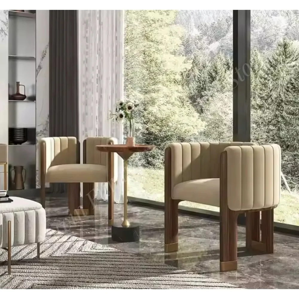Modern Wabi Sabi Japandi Dine Chair Solid Wood Camel Velvet Upholstery Deliver Cost Dining Room Furniture