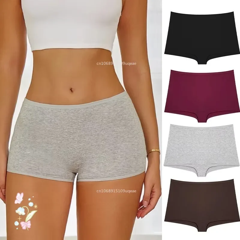 New Women's Panties Cotton Seamless Sports Boxers Underwear Female Solid Color Briefs Cozy Lingerie Intimate Underpants XS-XL