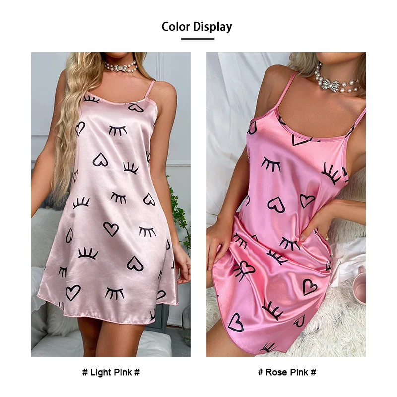 Women\'s Sexy Lingerie Babydoll Nightdress Sleepwear Underwear Dress Pajamas Print Sleeveless Nightwear Nighties Pijama Chemise