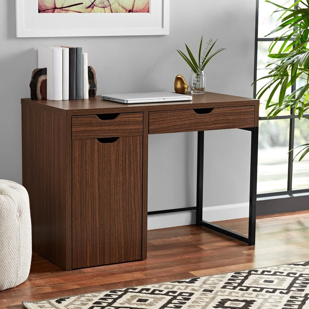 Perkins Desk with File Storage and Metal Frame Perfect Home Office Laptop Workspace