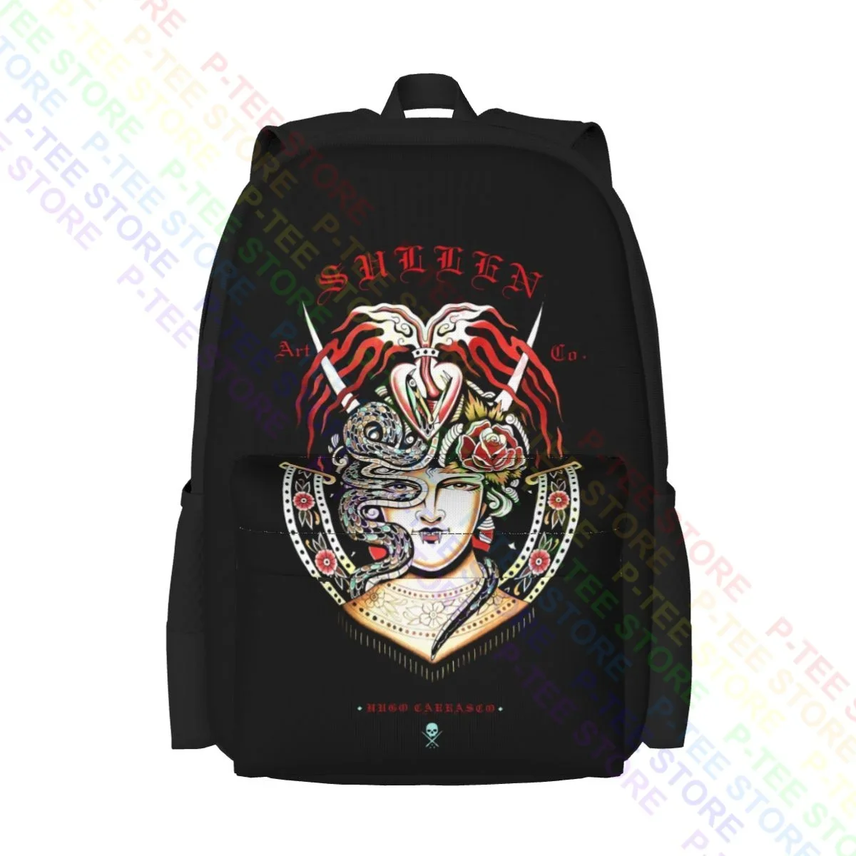 Sullen Hugo Carrasco Tattoo Artist Vampire Heart Snake Roses Large Capacity Backpack Travel Sports Bag