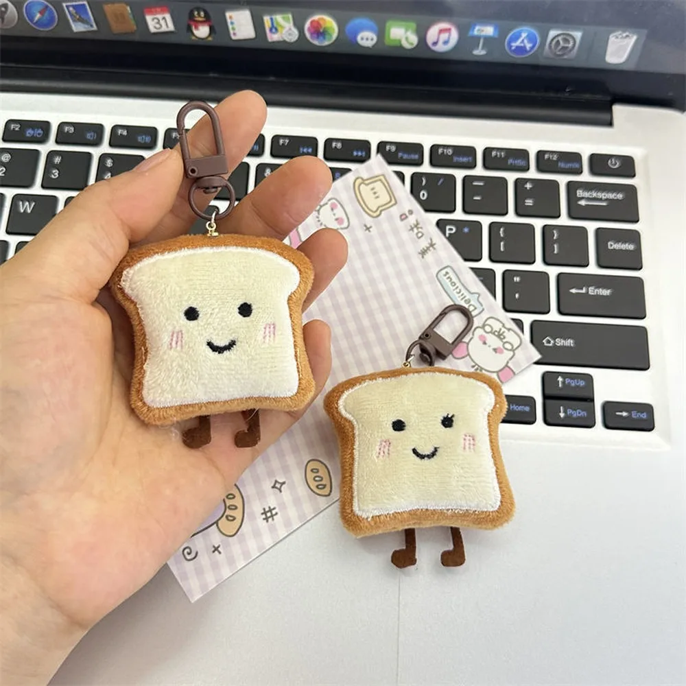 Soft Toast Bread Plush Bread Keychain Charm Decoration Cute Key Chain Bear Cartoon Bread Keyring Children's Kids