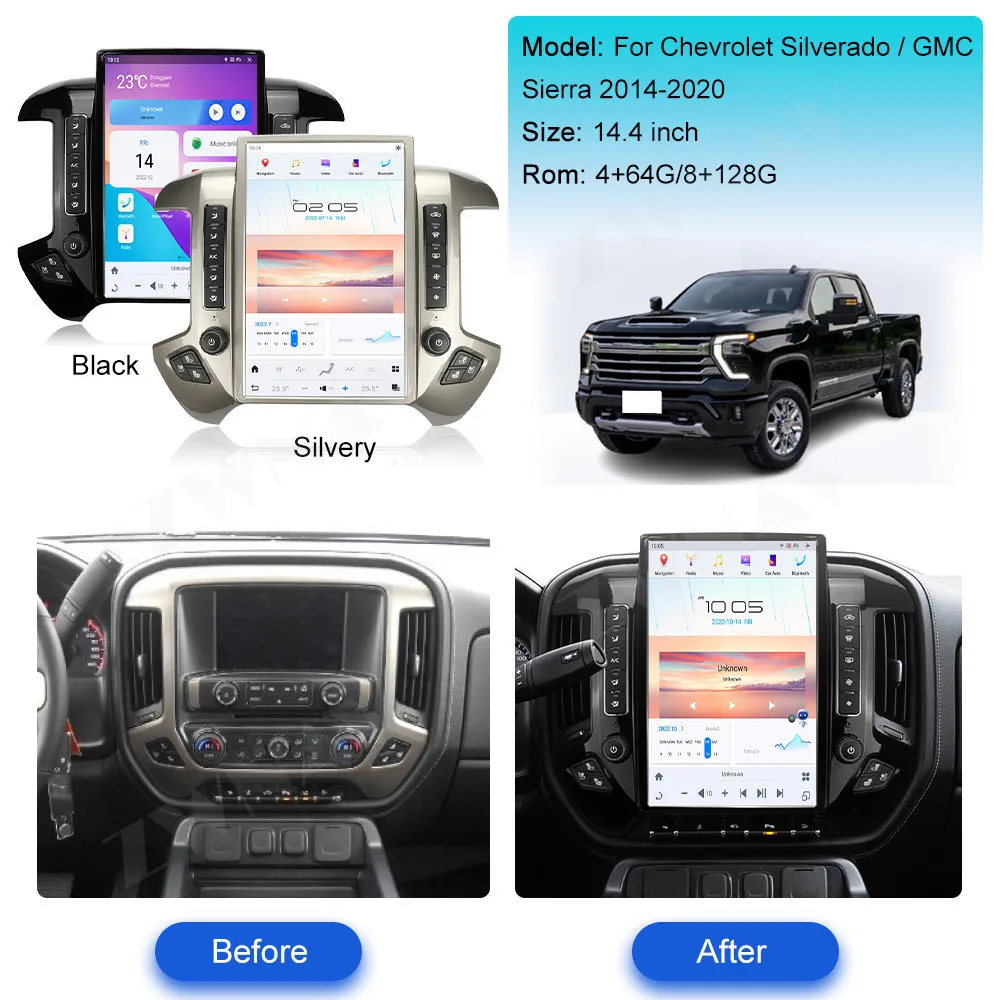 For Chevrolet Silverado/GMC Sierra 2014 - 2020 Car Smart Multimedia Video Player Auto Android 11 Radio GPS Navigation BT Carplay