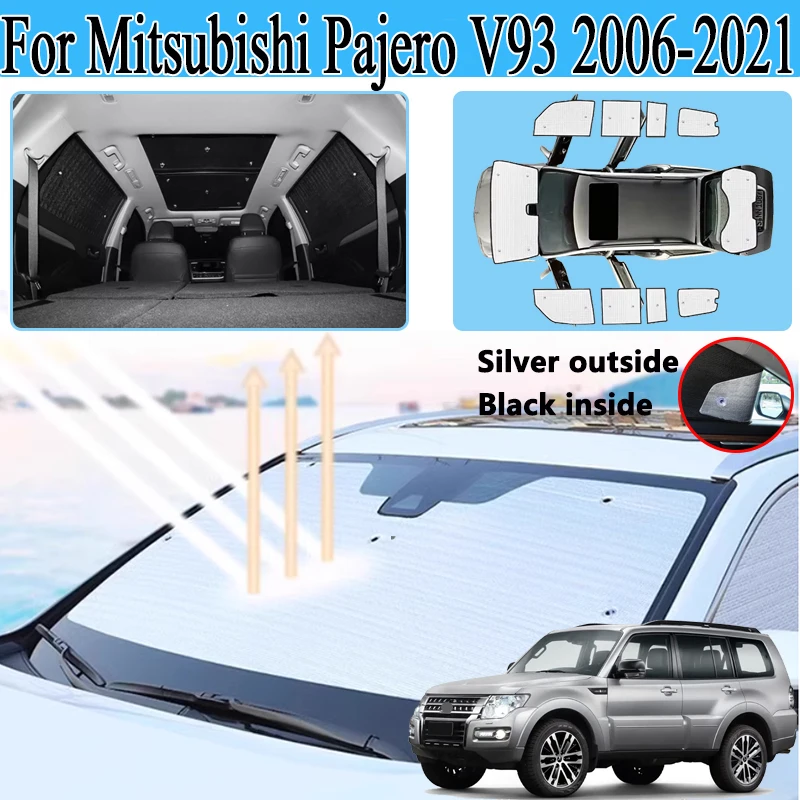 Cobertura completa toldos para mitsubishi pajero v93 2006 2007 2008 2009 2010 ~ 2021 viseira de sol do carro anti-uv blocos de privacidade acessórios