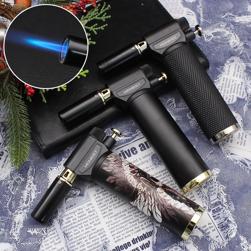 

2025 Latest Metal Multifunctional Windproof Blue Flame Home Kitchen Lighter Outdoor Barbecue Point Moxibustion Igniter