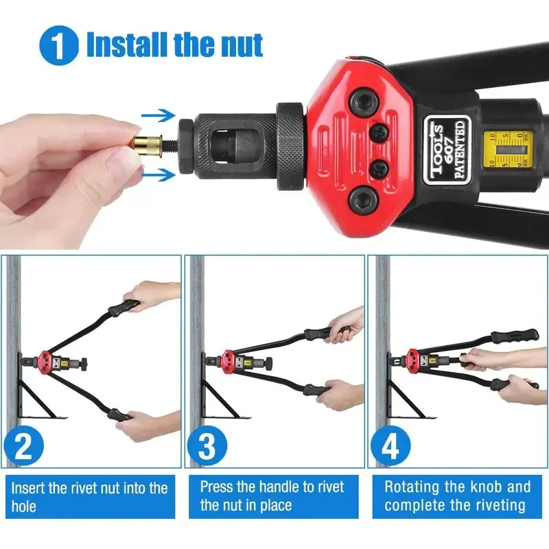 SUBAO 16 Inch Manual Rivet Nut Installation Kit with Threaded Rivet Thread Insertion Tool