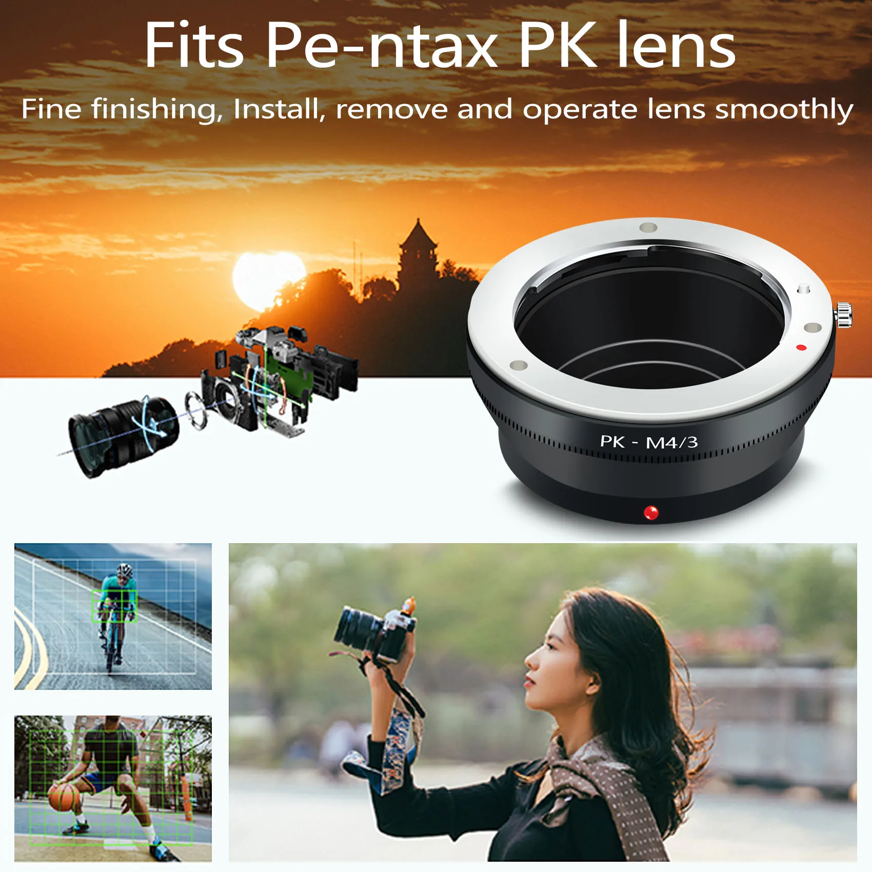 Pk-M4แหวนอะแดปเตอร์3ชิ้นสำหรับเลนส์ Pentax PK ไปยังตัวกล้องขนาดเล็ก4/3 M43สำหรับ Olympus OM-D E-M5 E-Pl5 Gx1 Gx7 G5 G3