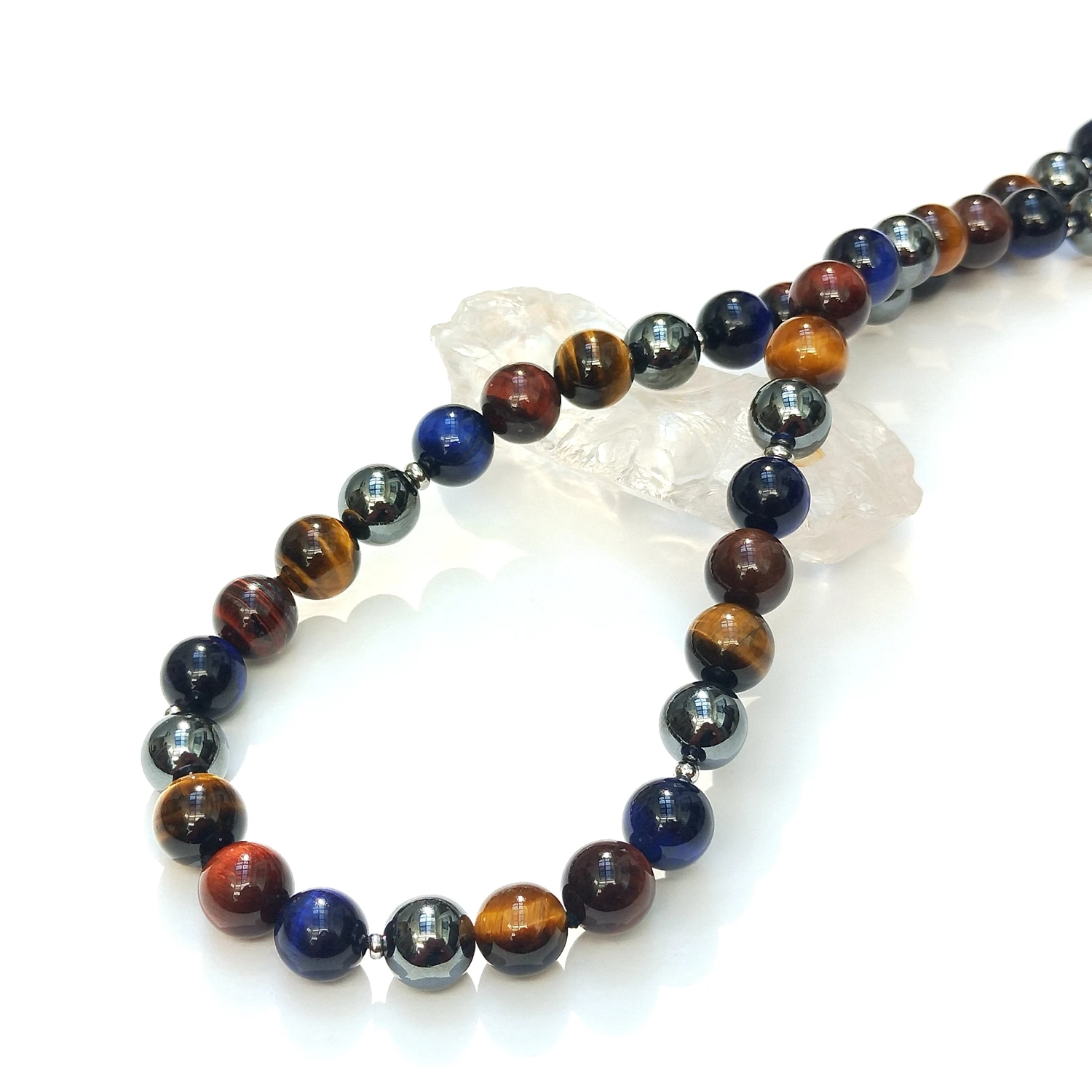 

Lii Ji 10mm Hematite Mix Color Tiger Eye Stainless Steel Necklace 50cm Trendy Bohe Necklace For Male