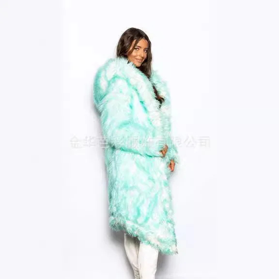 2025 femmes carnaval fête manteau de fourrure Mluticolor Shine LED dame Eco fourrure vêtements d'extérieur style occidental Cosplay femme vison fourrure pardessus