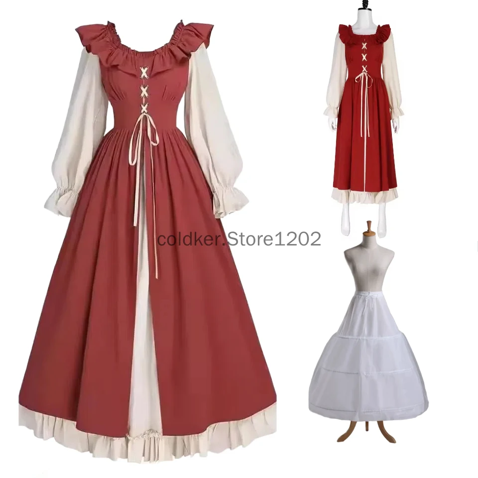 

Halloween Carnival Costume Dress Up Fairy Ireland Cosplay Vintage Victorian Vestido Medieval Renaissance Bandage Dresses Women