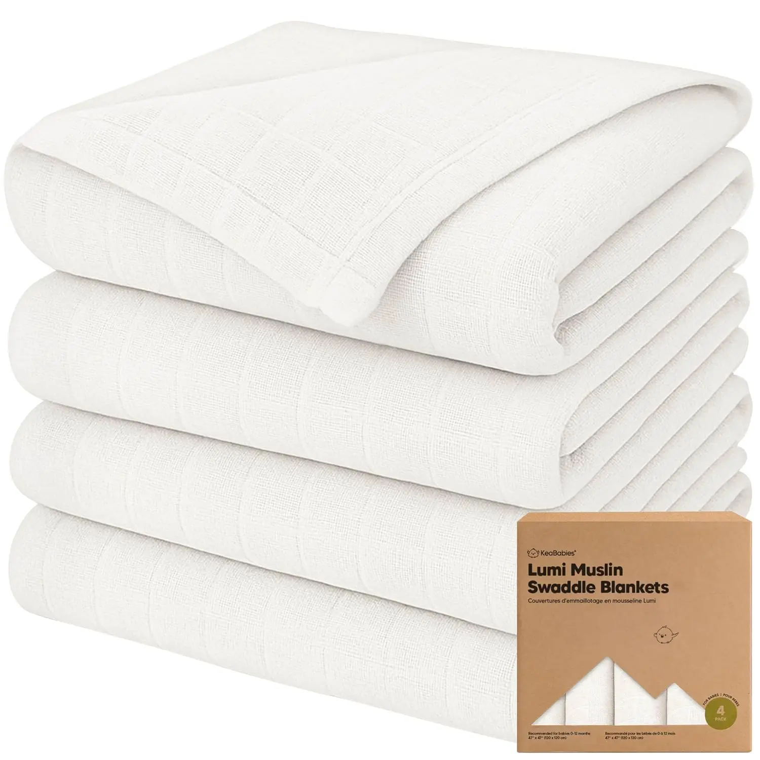 

Набор из 4 органических муслиновых пеленок для новорожденных, мягкие и дышащие детские одеяла нейтральных цветов