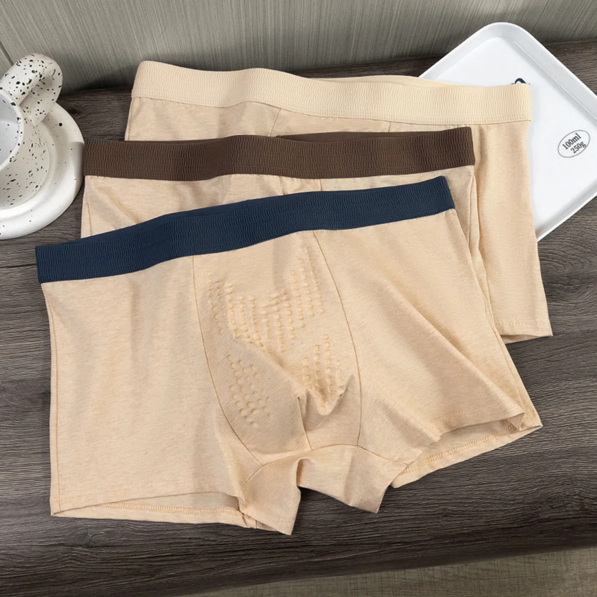 Men's Autumn Winter Boxer Massage Pants Comfortable Breathable Energetic With Mid Waist Flat Angle Four Cornered Pants