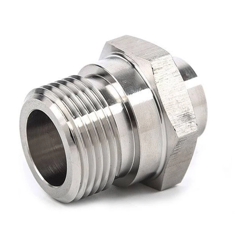 Custom CNC Turning Stainless Steel Male Thread Straight Connector High Pressure Fluid Fitting Precision Rapid Prototype