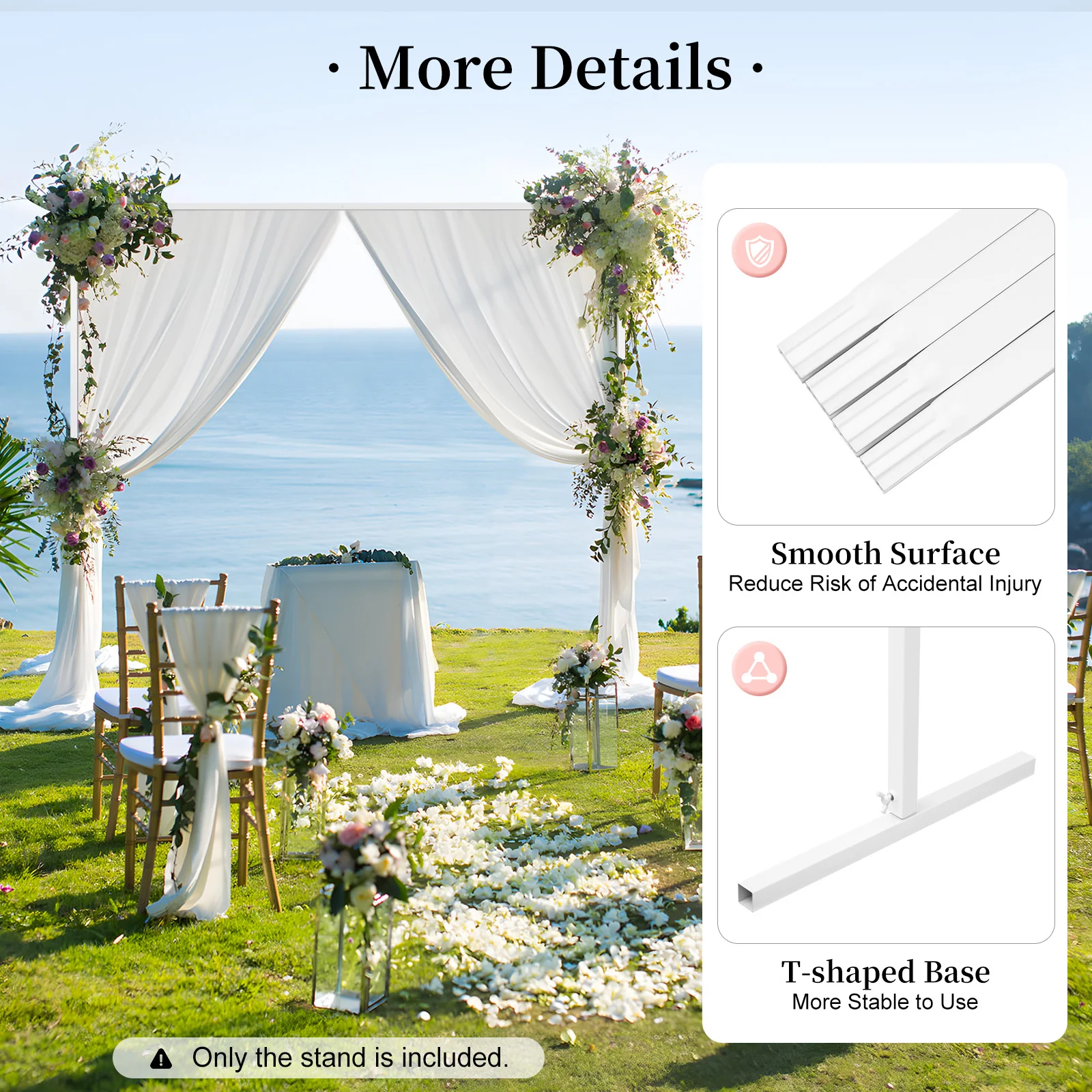 

2x2m White Wedding Decor Arch Stand, Wreath-Style Background Frame, Perfect for Weddings, Parties and Photo Booth Backdrops