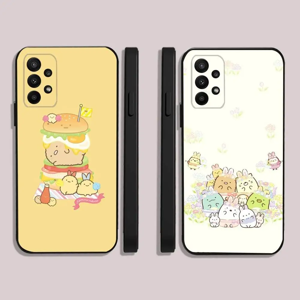 

Sumikko Gurashi Kawaii Phone Case For Samsung S25,23,22,30,24,10,9,Ultra,Plus,Lite,FE,5G Black Soft Case