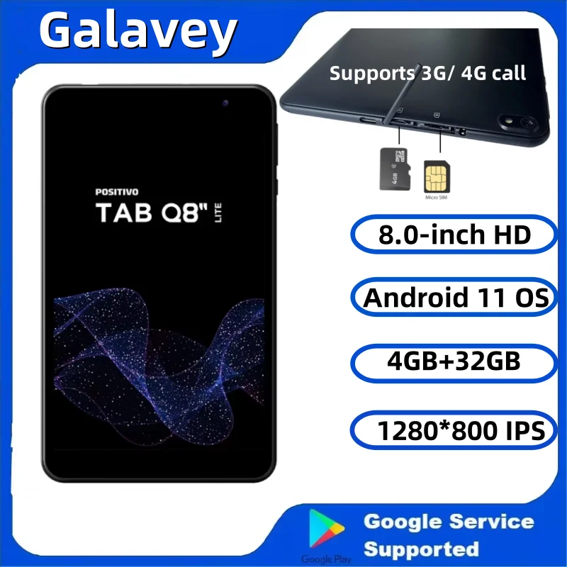 

8 INCH Android 11 Tablet Type-C UMS312 Quad-Core CPU 4GB RAM 32GB ROM Supports 3G/ 4G Call GSM Dual Camera 1280*800 IPS