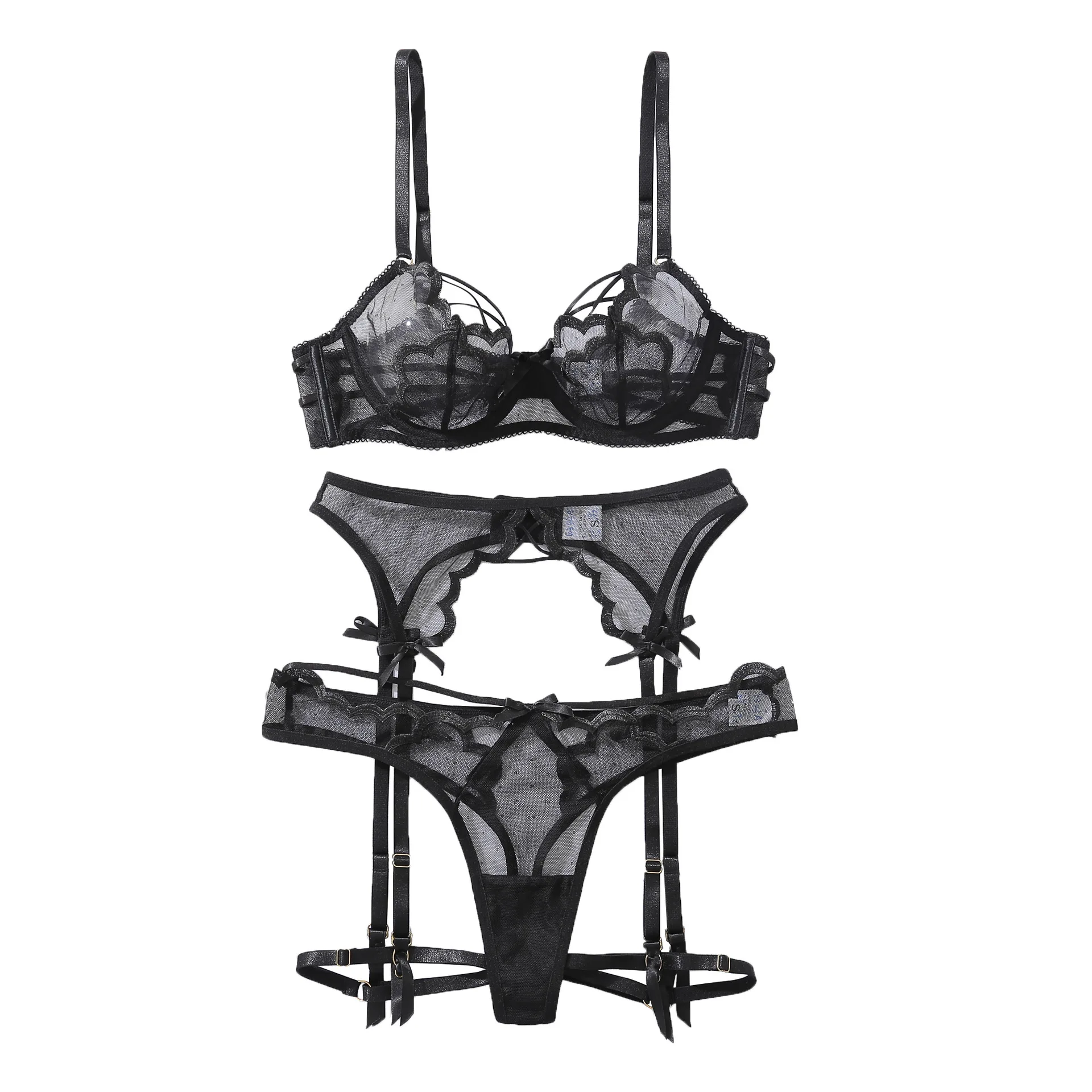 

Women's Sexy Mesh Lingerie Set Push-Up Bra And Briefs Underwear Intimate Basic Sheer Erotic Bra Brief Suit for Women
