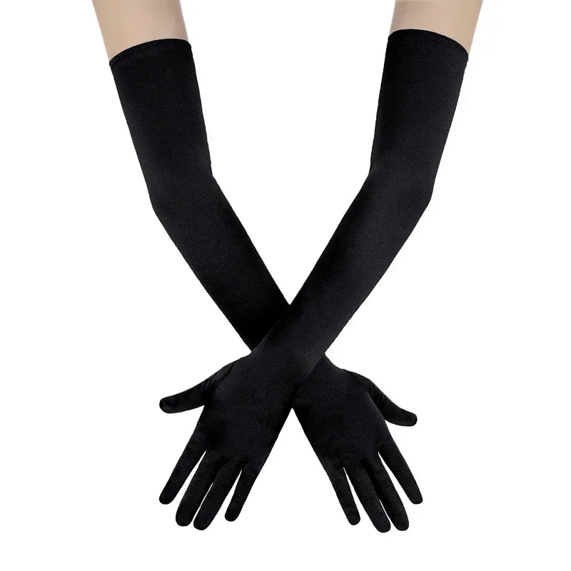 Glänzende, dehnbare Satin-Handschuhe für Damen, geeignet für Opernpartys, Brautpartys und Tanzveranstaltungen.
