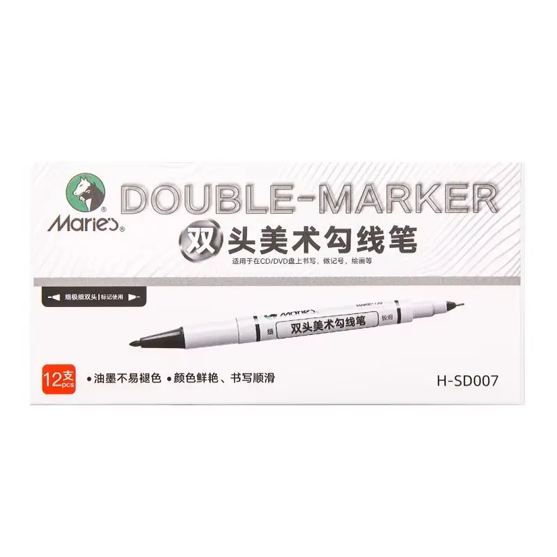 12 Stück Marie's doppelköpfige Permanentmarker, schnell trocknend, feine Spitze für Papier, Stahl, Glas, Stoff für Künstler, Erwachsene und Bastler
