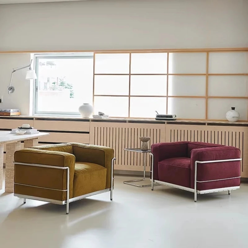 Fabric sofa, medieval single chair, retro living room home single sofa