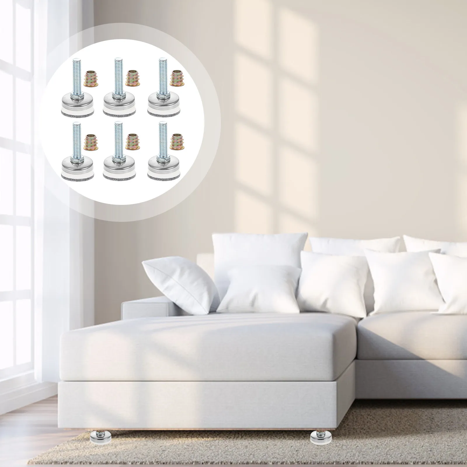 

8 Sets Furniture Levelers Adjustable Leg Levelers Heavy Duty Steel Threaded Feet for Furniture Chairs Table Legs Floor Noise