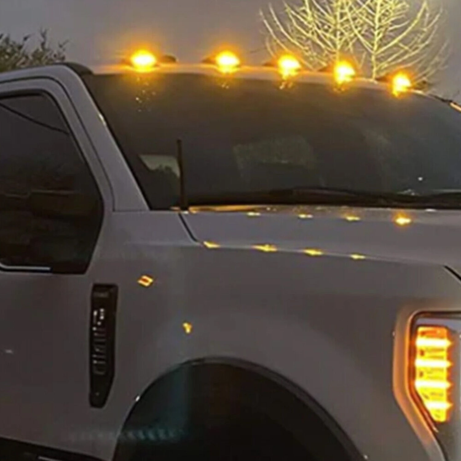 5PCS Amber LED Cab Roof Marker Lights Kit For Ford F250 F350 F450 Super Duty 1999-2016 Replacement Yellow Lens Clearance Lamp